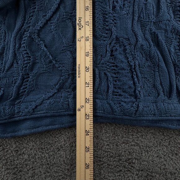 COOGI Blues Authentic Women Sweater Knit Pullover Blue Medium Cotton Henley - Picture 3 of 16